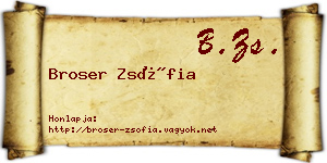 Broser Zsófia névjegykártya